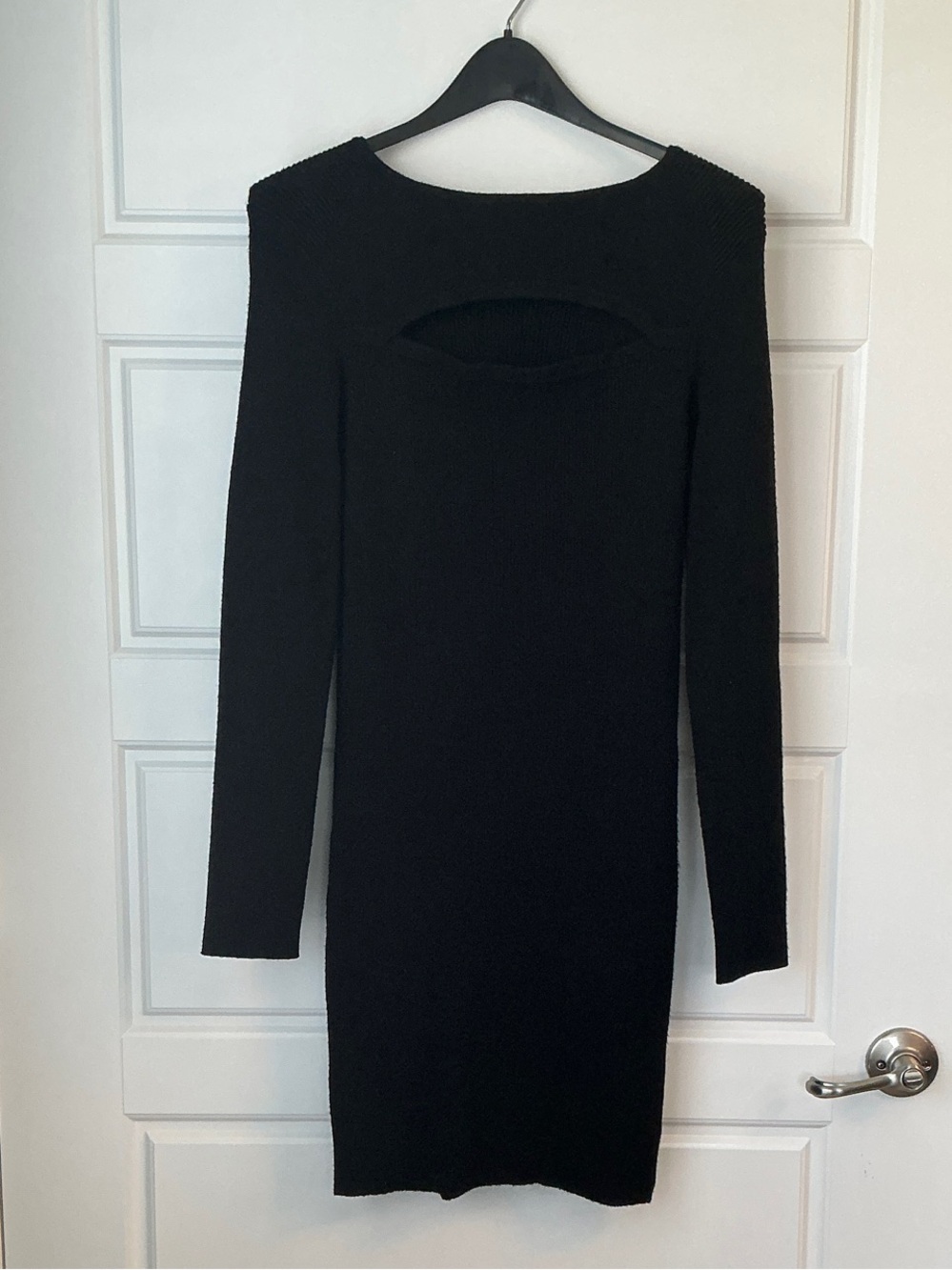 Torn by Ronny Kobo Black Long Sleeve Knit Dress with Front Cutout